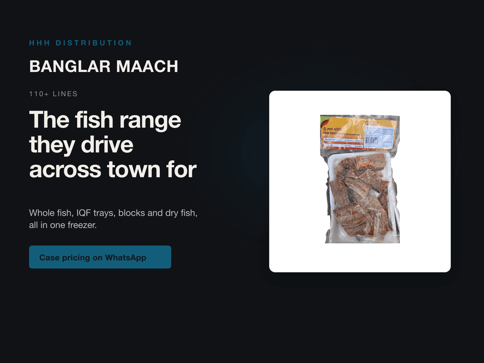 Banglar Maach frozen fish pack on a wholesale supply banner